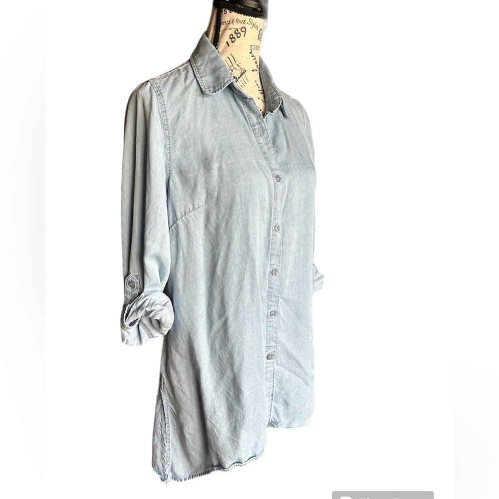 Jean button-down long sleeve shirt